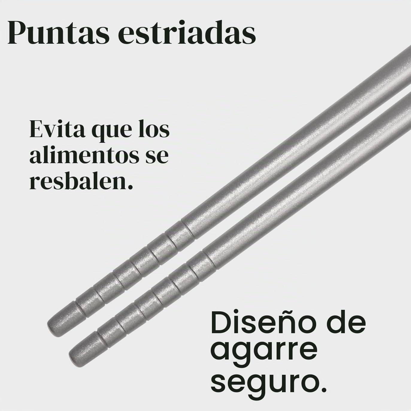 5 Pares de Palillos de Titanio Puro (24 cm) - Diseño Cuadrado Antideslizante y Extra Largo - Ultra Livianos (0.8 oz), Patrón de Llama - Aptos para Lavavajillas - Regalo para Foodies (Plateado)