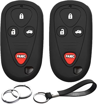 2pcs Compatible with Acura CL RL TL TSX RSX Black Key Fob Cover Case Key Chain Protector Keyless Remote Holder 4 Buttons