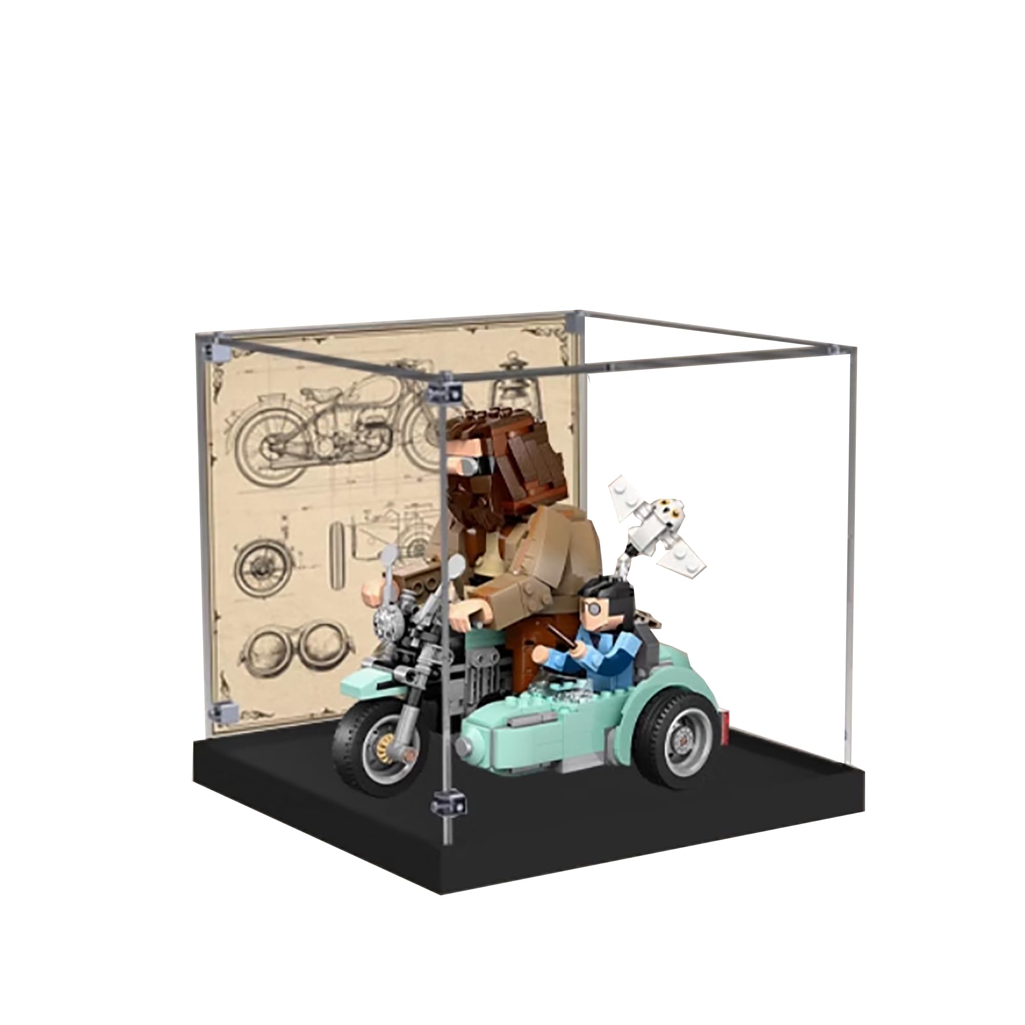 Acrylic Display Case for Lego 76443 Hagrid and Harry's Motorcycle Ride Model, 3mm Dustproof Display Box, Display Case Compatible with Lego 76443 (Model Not Included) (Background Build)