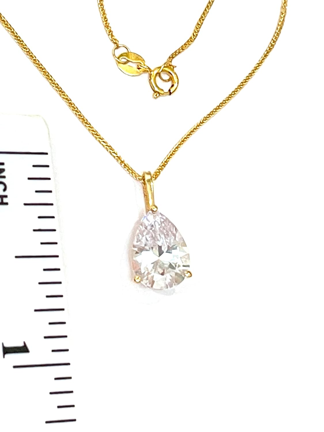 Luxury SOLID 18k Gold 1.65 carat Diamond Solitaire Gold Pendant Necklace Tear Drop 18kt Yellow GOLD Lab Diamond Jewelry for daughter Graduation 7mm x 10mm TearDrop Bday HANDMADE Love Jewelry 16-18"