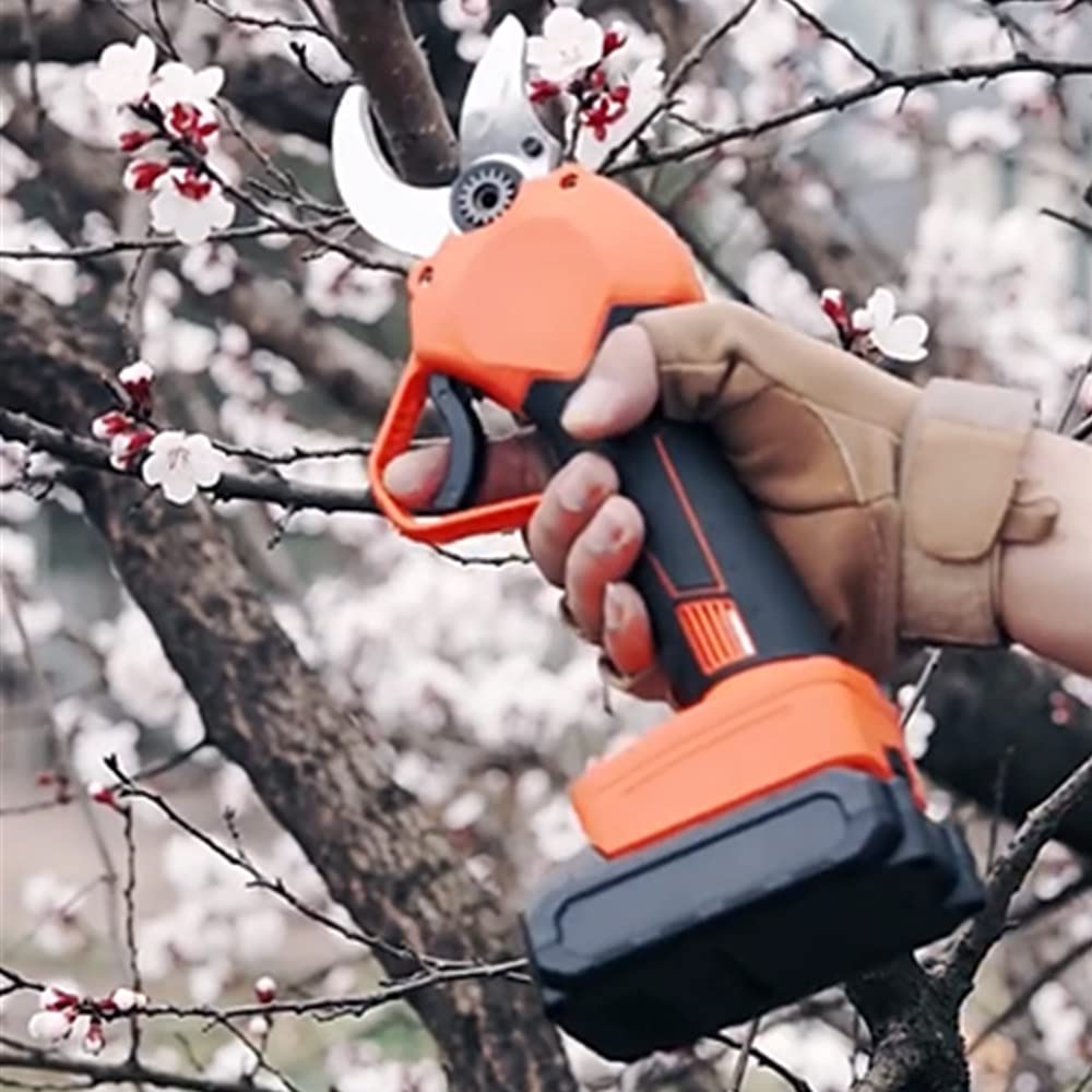FHRKA 21V Professional Electric Secateurs,Portable Electric Garden Shears,Cordless Electric Pruning Shears,30MM Cutting Diameter (TwoBatteries)