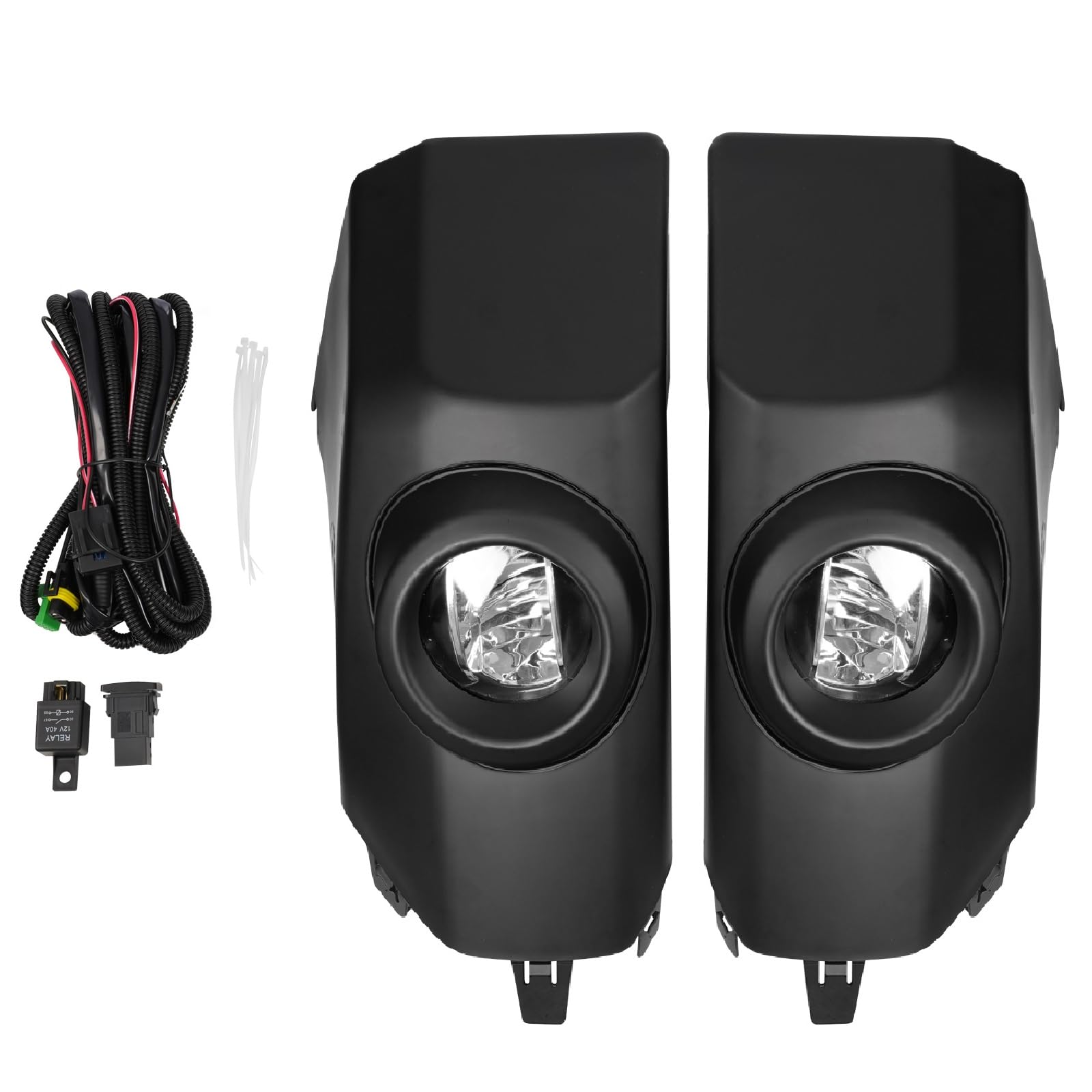 LED Fog Light Assembly for 2007 2008 2009 2010 2011 2012 2013 2014Toyota FJ Cruiser, Front Left and Right Fog Light Kit with Bulb and Wiring, Black