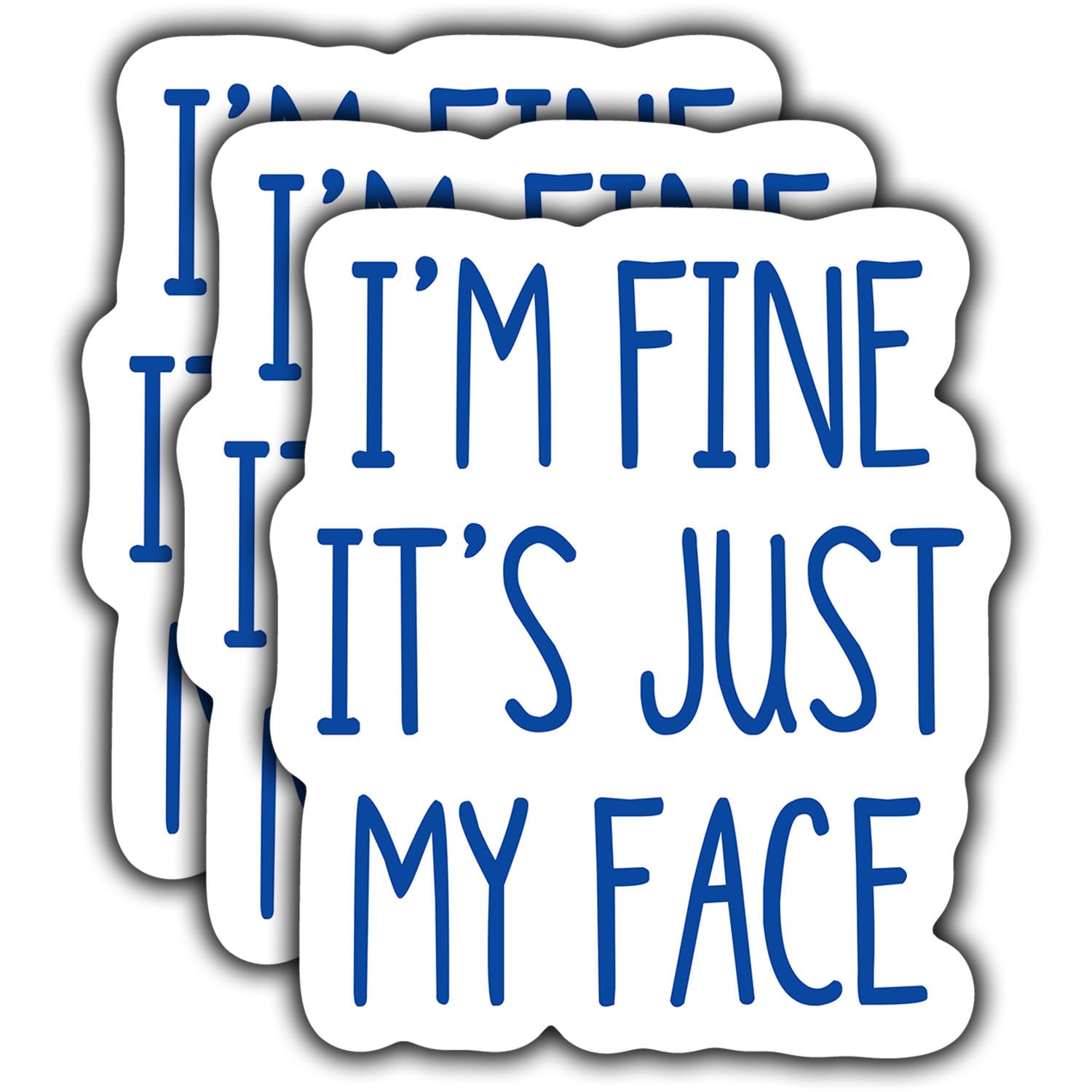 (3 Pcs) I'm Fine It's Just My Face Sticker Funny Quote Waterproof Vinyl Sticker for Books Laptops Phone Water Bottles Kindle Decals Bookish Reading Stickers Gifts 2.5x3 Inch