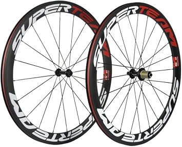 Superteam 50mm/23mm Clincher Wheelset 700c Carbon Wheel with White and Red Decal