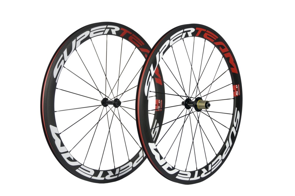 Superteam 50mm23mm Clincher Wheelset 700c Carbon Wheel with White and Red Decal product thumbnail 2