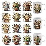 CHNVICK UV DTF Cup Wrap,12 Sheet Christmas Cupcakes Waterproof UV DTF Transfer Stickers