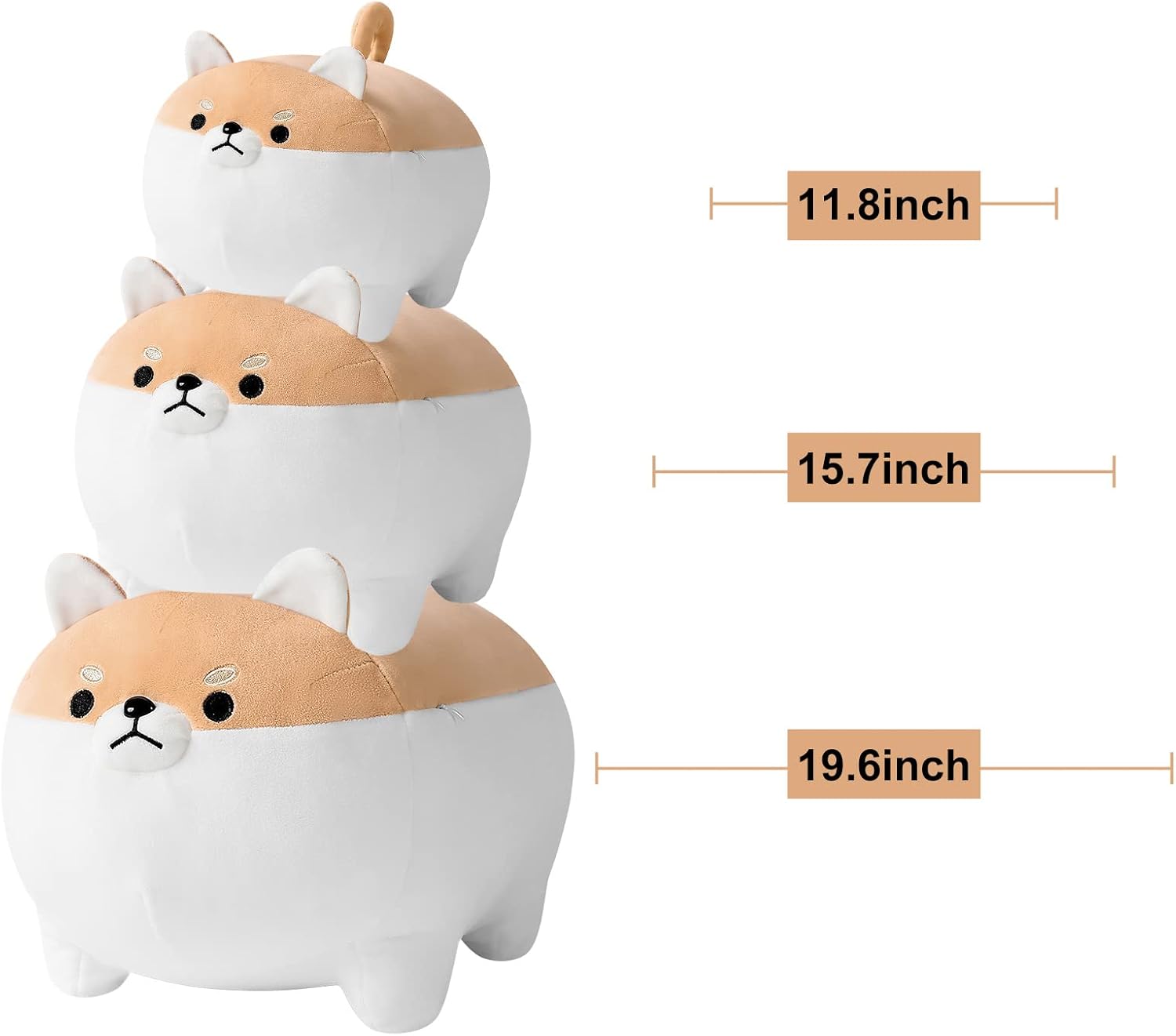 Ditucu Shiba Inu Stuffed Animal Toy Cute Anime Corgi Akita Dog Plush Pillow Kawaii Plushie Best Gifts for Girl and Boy Can Be Used for Bed and Sofa Chair Brown Round Body 11.8 inch