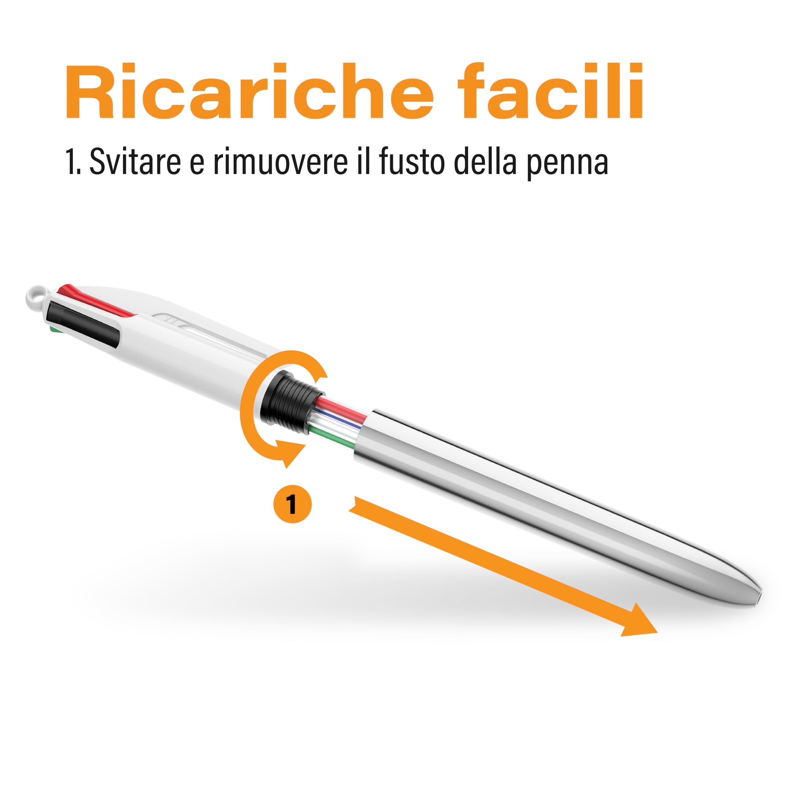 BIC 4 Colori Hydro Dipping Penne Multicolore Set di 5 Penne a Sfera A Scatto Cancelleria