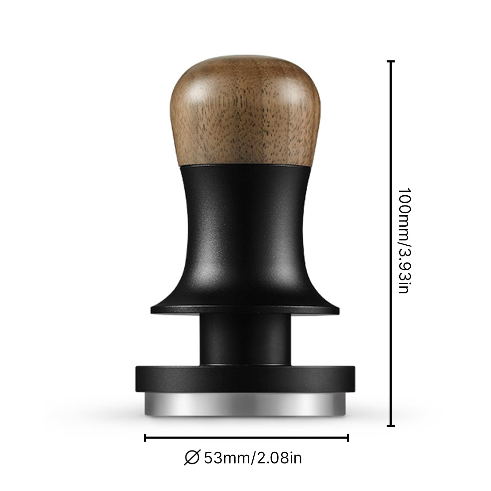 Tamper de café de base plana MHW de acero inoxidable 304, Tamper con resorte calibrado de presión constante de 30 libras, Tamper de espresso con retroalimentación de (53mm)