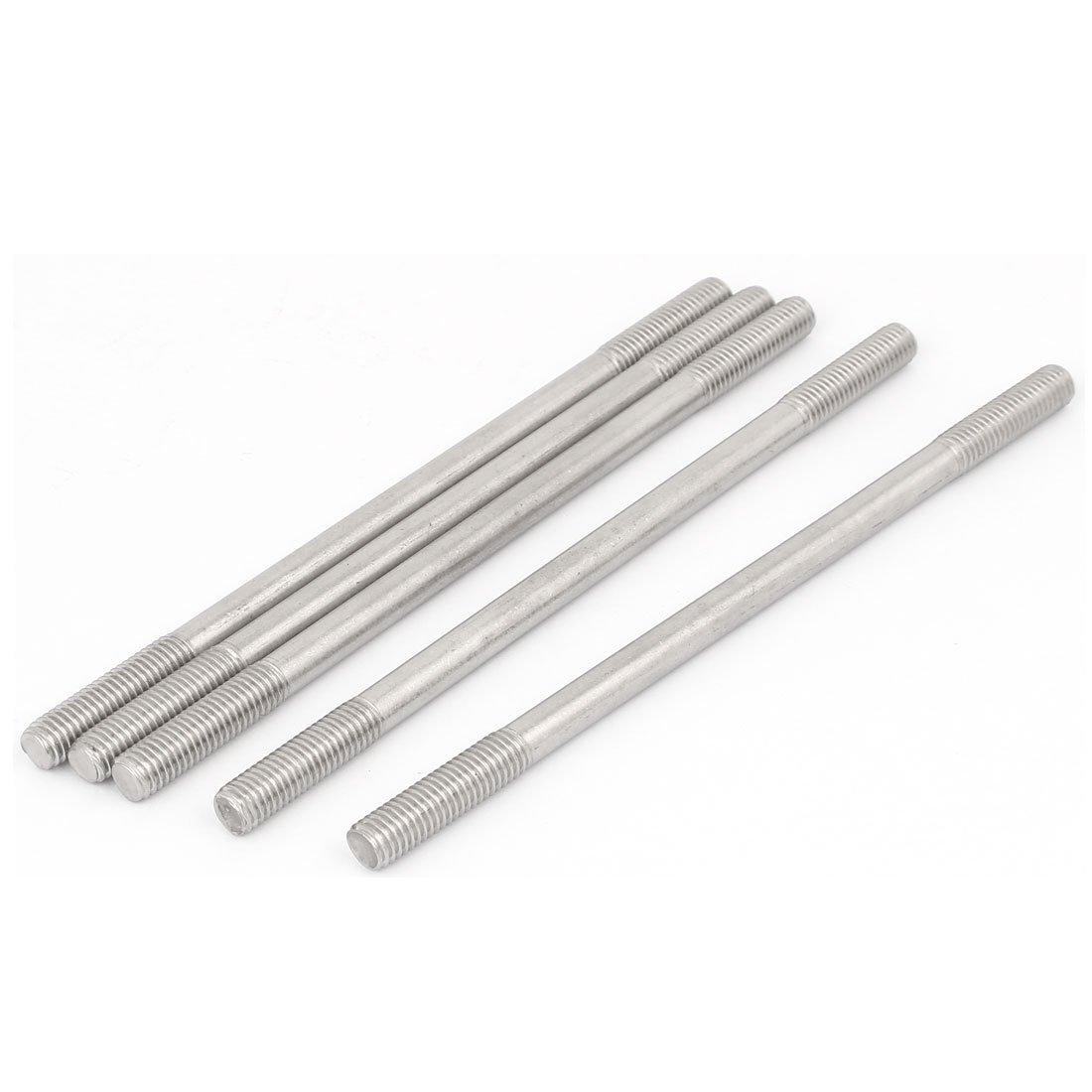 Uxcell Silver Sourcingmap M8 X 160Mm Tight Adjustable Push Rod Double End Thread Stud Screw Bolt 5Pcs
