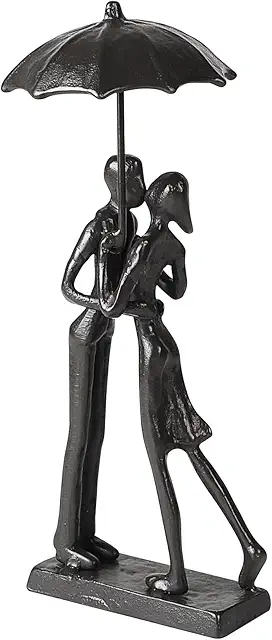 Bronzen Beeldjes Liefde: Abstract Zwart IJzeren Koppelbeeld, Romantisch Geschenk