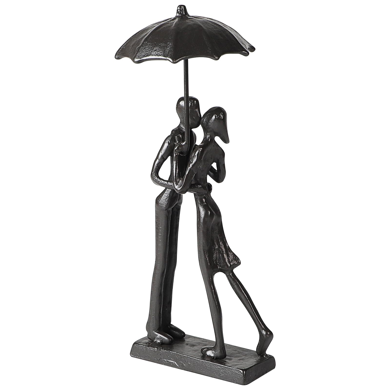 SUPAWAY Statuette e statue di coppie di statue retrò in ferro Figura astratta in metallo nero Statue di coppia di metallo bacio sotto decor per San Valentino, compleanno,Anniversario matrimonio regalo