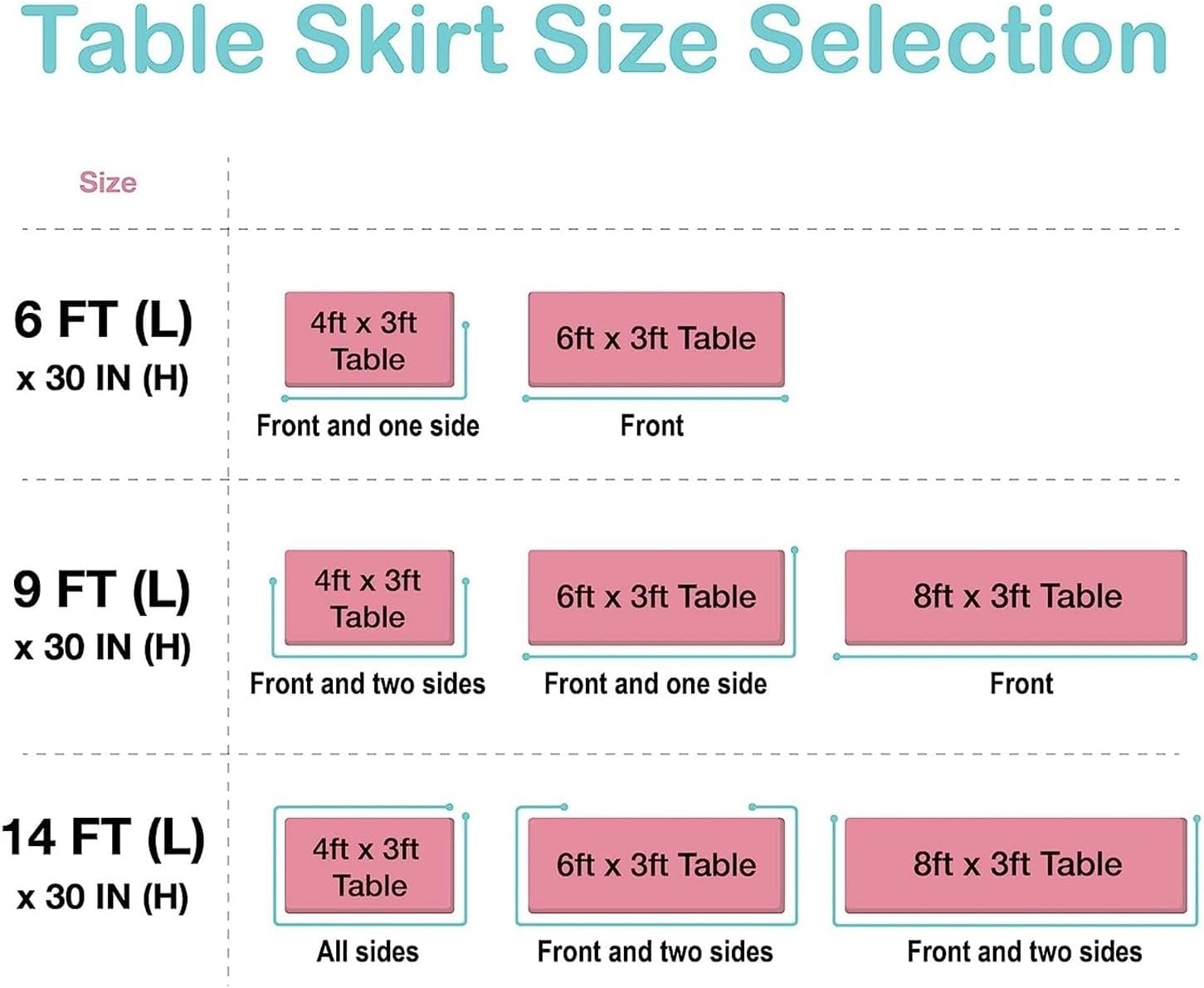 Table Skirt 4/6/9/14ft Sequin Table Skirt For Round/Rectangle/Square Table For Birthday Party Wedding(White,6ft 70x183cm)