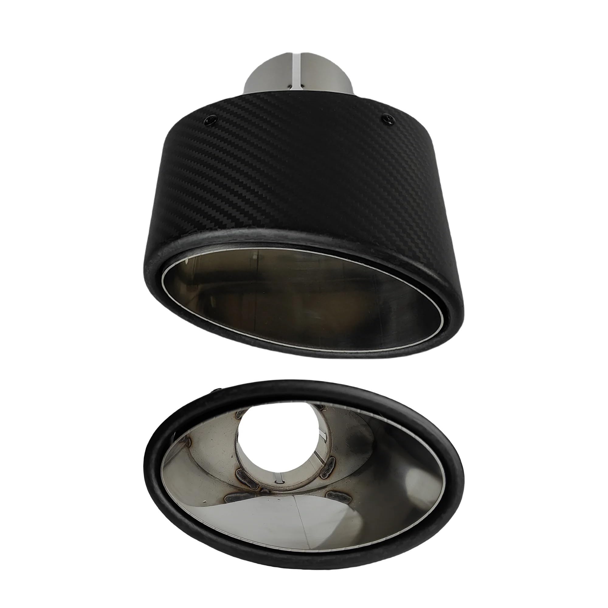 1 Pz Universale Auto Opaco Silenziatore Punta Tubo di Scarico Ugello Decorazione Argento Ovale 150 Mm Inclinazione Sinistra Destra Terminale di Scarico per Auto(Polishing-70mm)