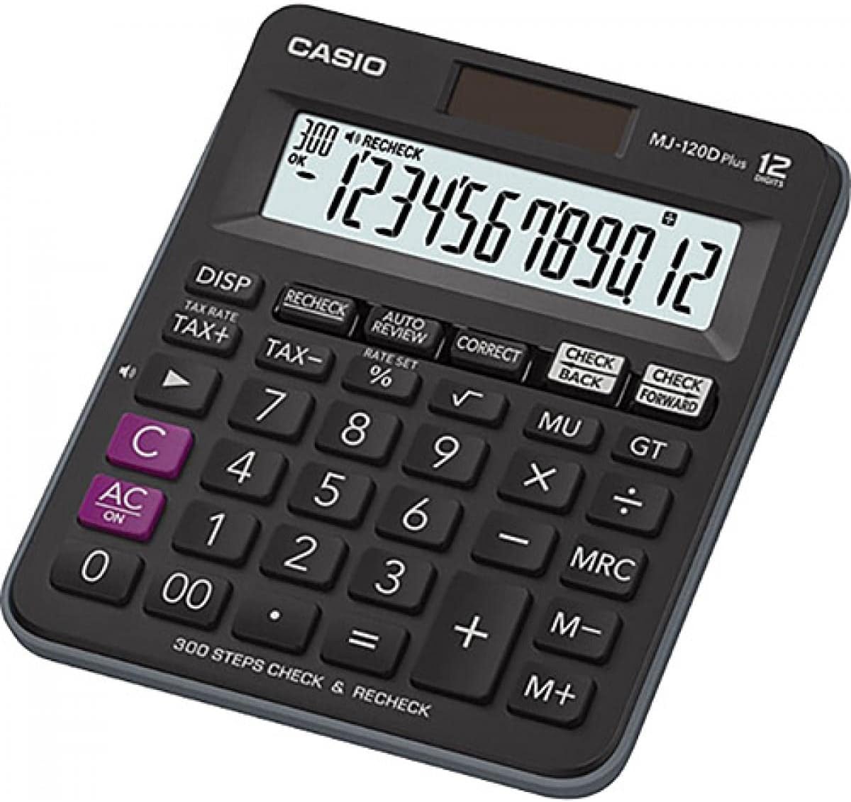 Casio MJ-120D Plus - BK, 300 Steps Check and Correct, Desktop Calculator with Tax & GT Keys