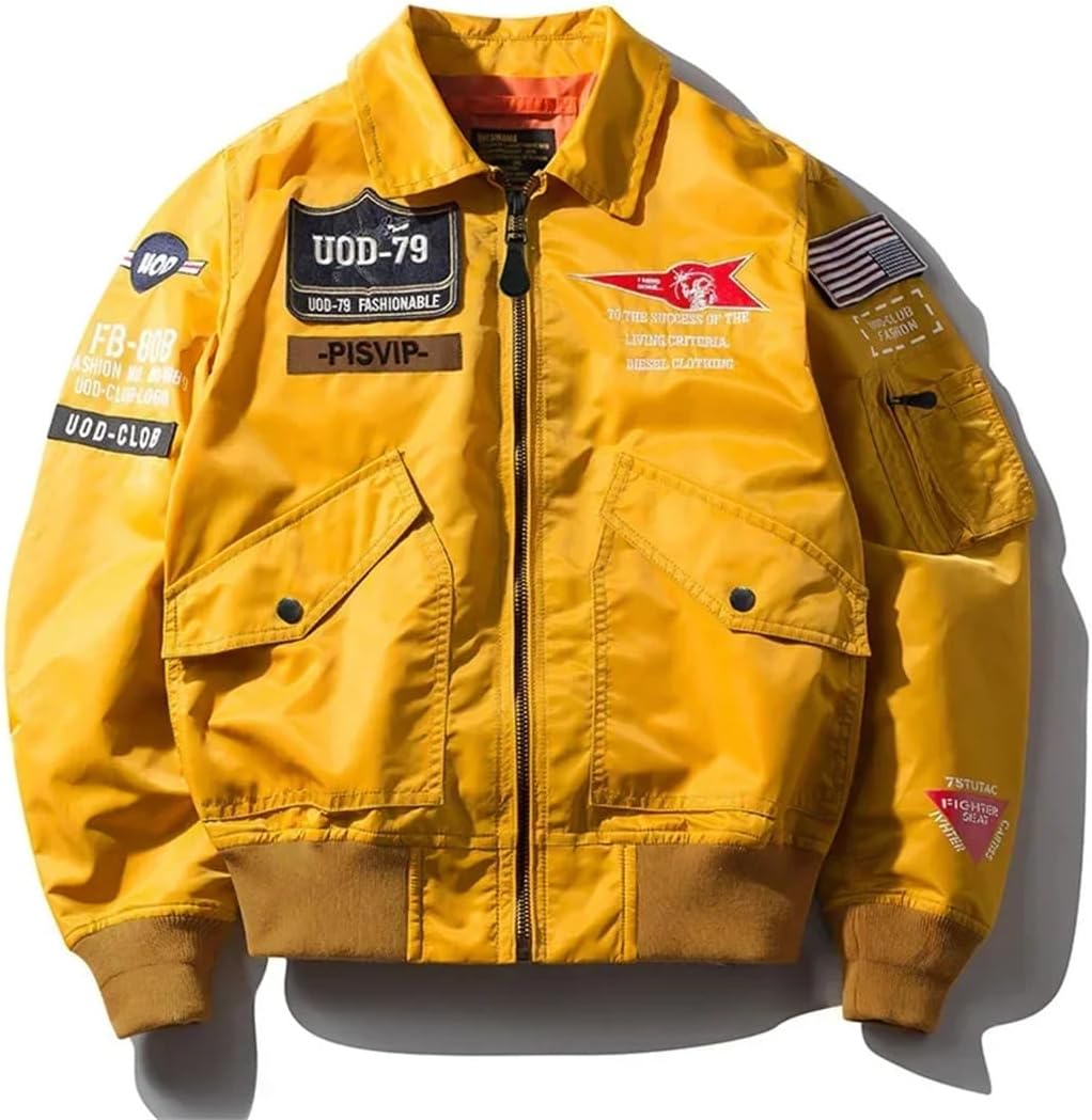 Men Embroidery Thick Army Navy Military Motorcycle Ma-1 Aviator Pilot Baseball Coats Bomber