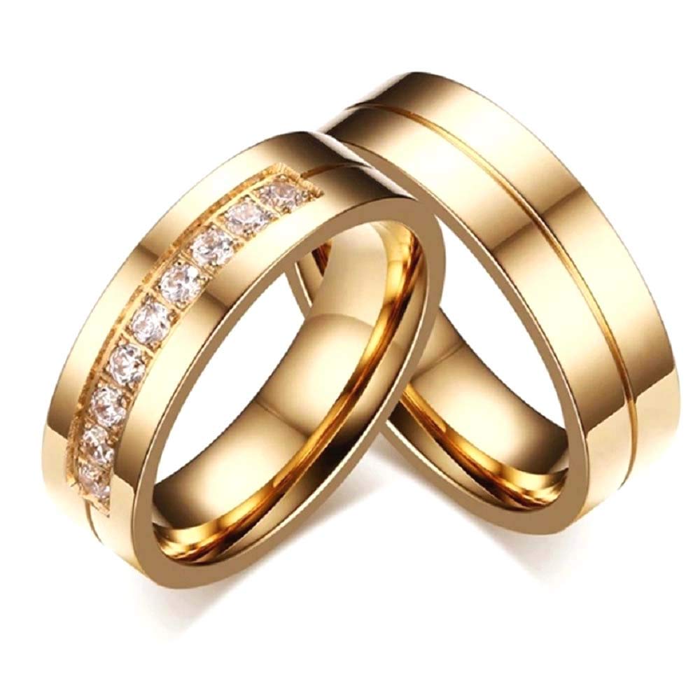 University Trendz Golden Titanium Plated Alloy Aaa Cubic Zirconia Solitaire Couple Ring For Men & Women (Gold), 7 (B08RDZQL3G) Amazon Price History, Amazon Price Tracker