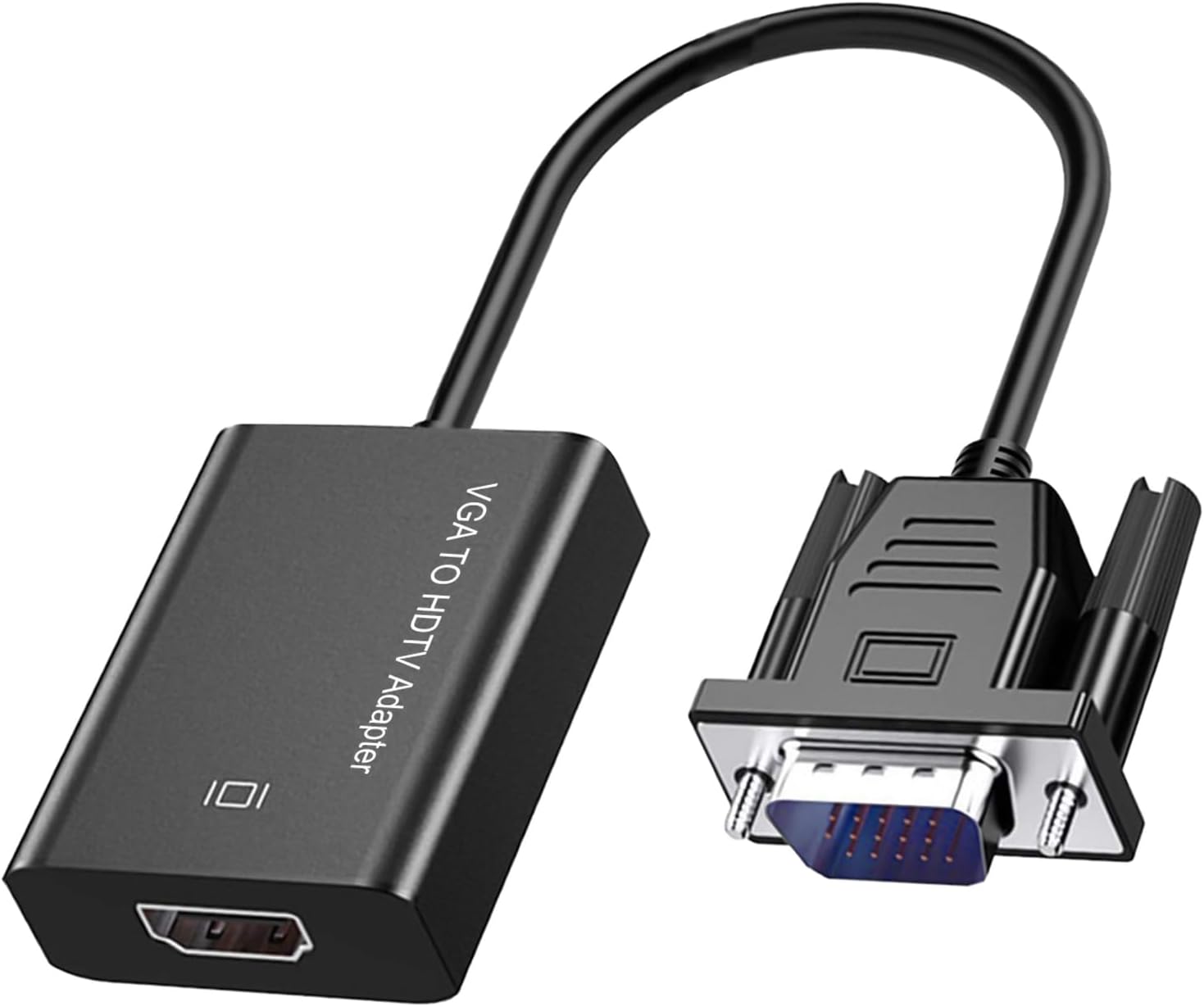 Cyberguys! VGA to HDMI Adapter, 1080P Full HD VGA to HDMI Converter with Audio, Uni-Directional, Includes 3.5mm AUX & Micro USB Cable, Compatible with Laptops, Desktops, TV Boxes
