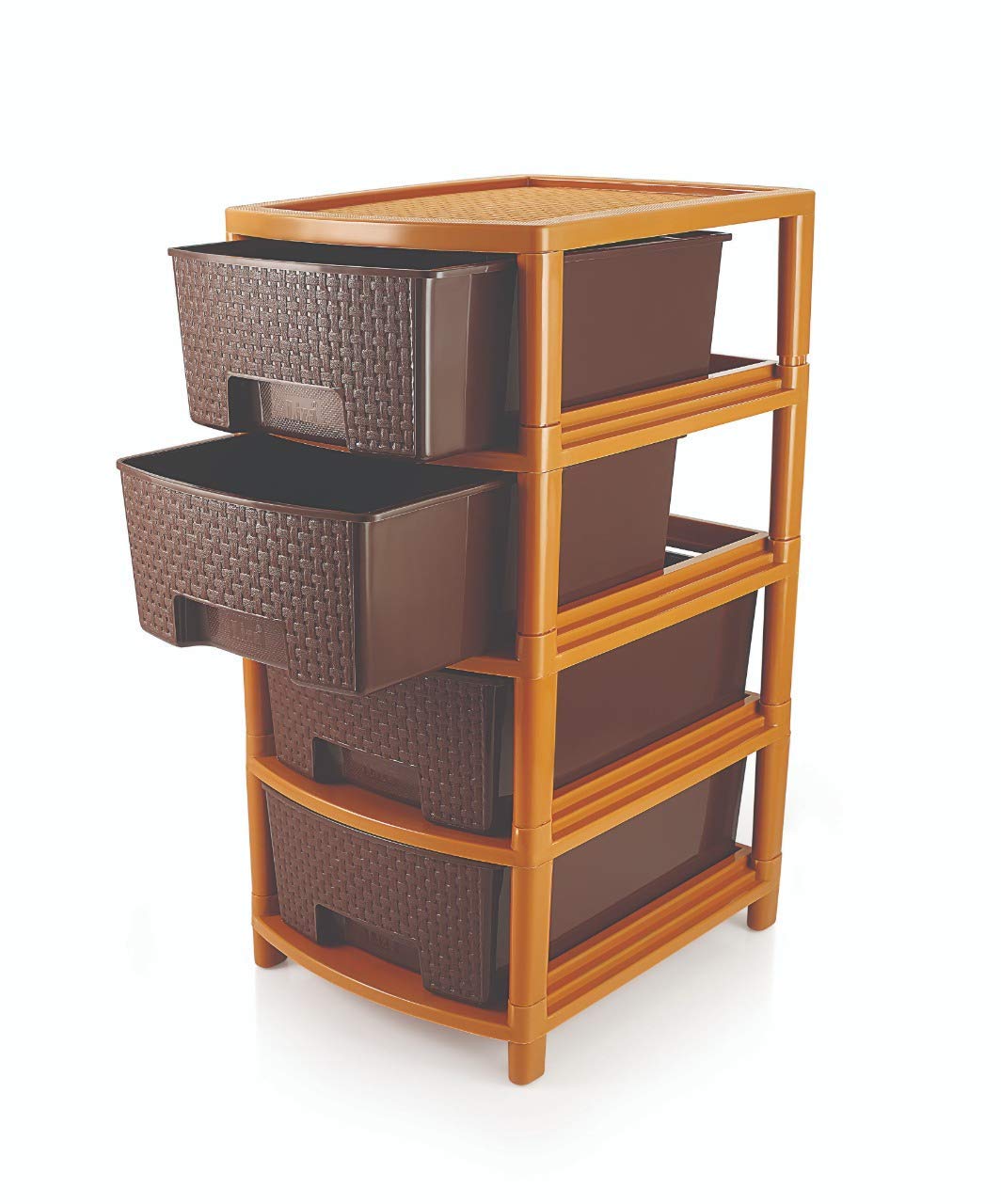 Dhwani Enterprise Multipurpose Plastic Drawer System for Home and Kitchen (4 Layer, Brown) (GIVE