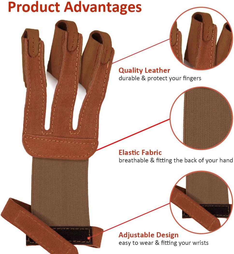 Gants de tir à l'arc ArcheryMax, gants de protection à 3 doigts pour tir à l'arc recurve et traditionnel