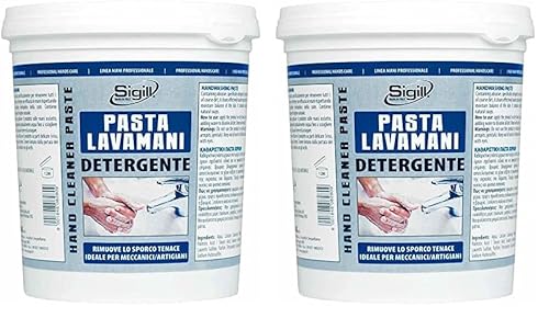 SIGILL, Pasta Lavamani Tradizionale, Ideale per Meccanici e Artigiani, Rimuove lo Sporco Tenace, Ideale per Lucidare Piastrelle e Pareti, Made in Italy, Barattolo 1 L (Confezione da 2)