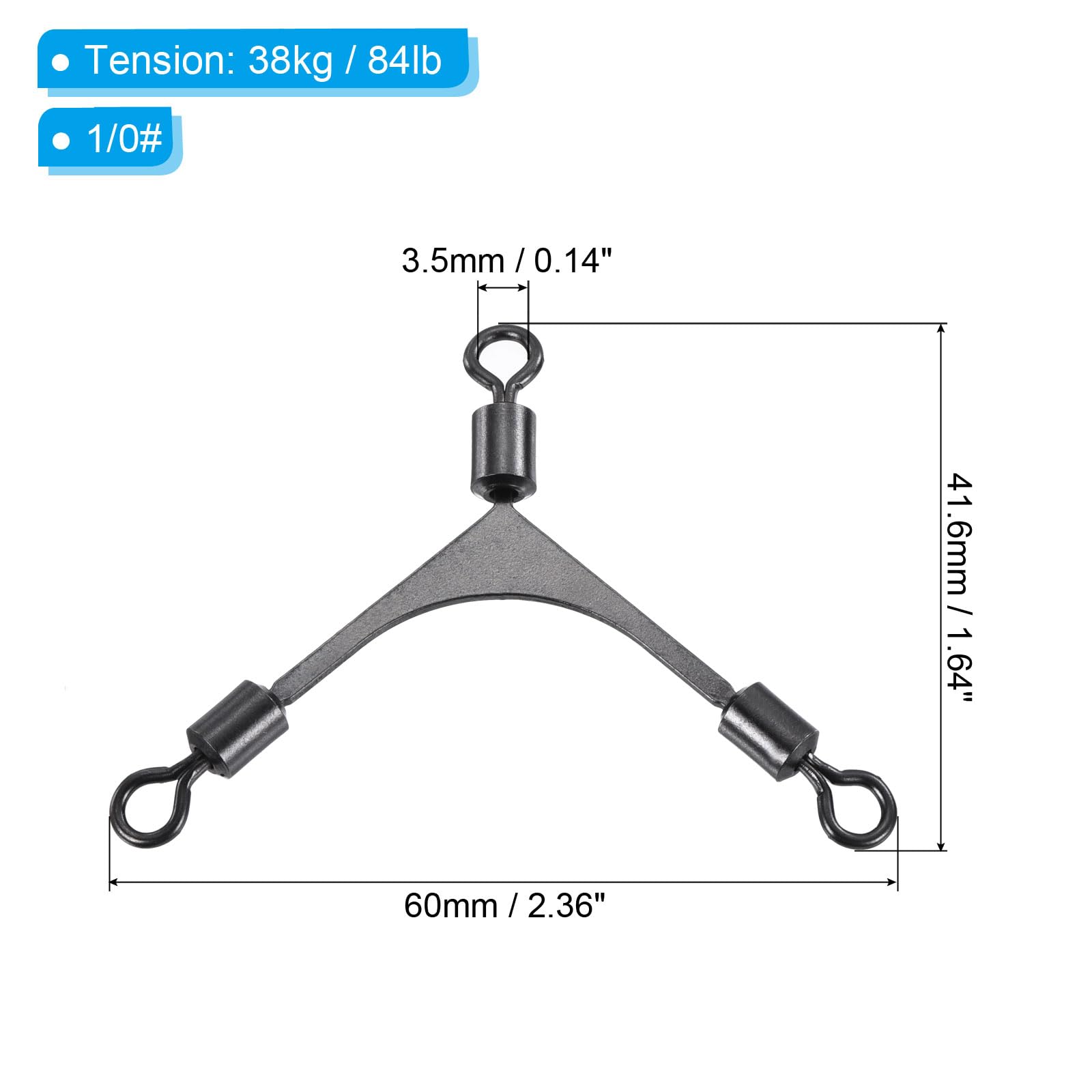 PATIKIL 3 Way Swivel Fishing Tackle 1/0# 84lb - Image 2