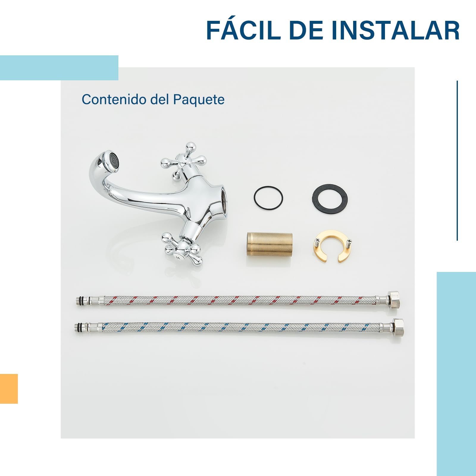 Grifo Mezclador con dos Mandos en Cruz para Lavabo Estilo Victoriano Tradicional Grifo de Lavabo vintage Cromado