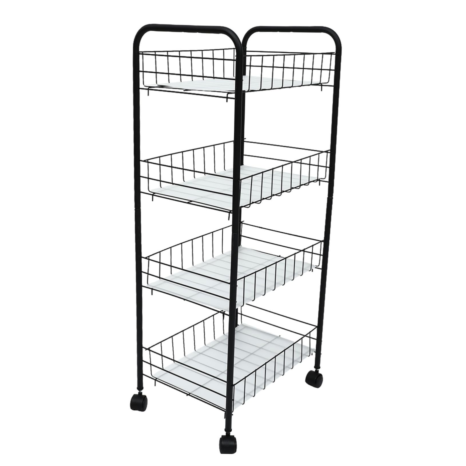 ABOOFAN Carrello Portaoggetti Nero A 4 Ripiani Mobile Per La Casa Per La Cucina Per Il Bagno Robusto in Acciaio Carbonio