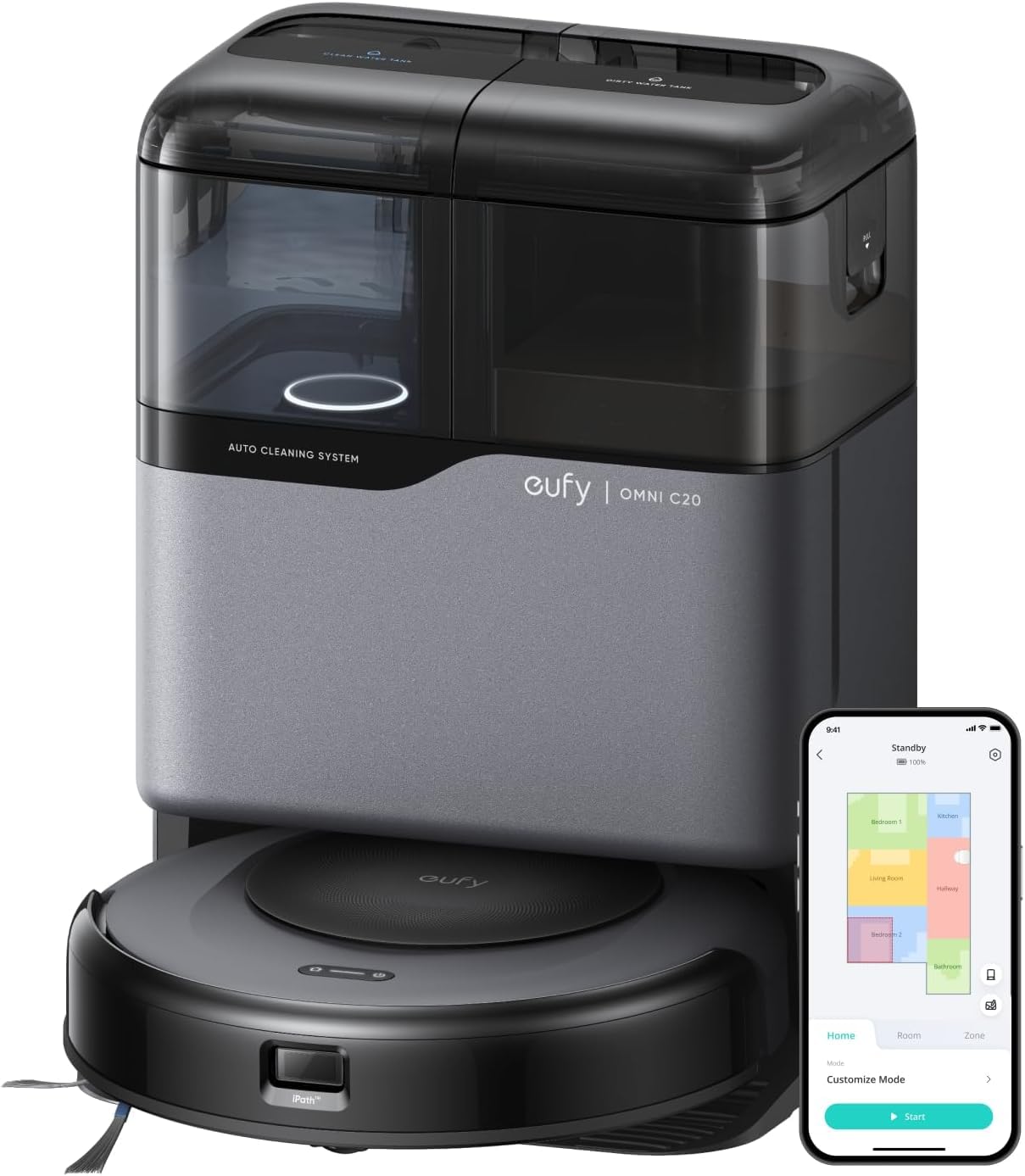 eufy Robot Vacuum Omni C20 with All-in-One Station, Auto Emptying, Mop Washing and Drying for Hands-Free Cleaning, 7,000 Pa Powerful Suction, 3.35-Inch Ultra-Slim Body, Robot Vacuum and Mop Combo