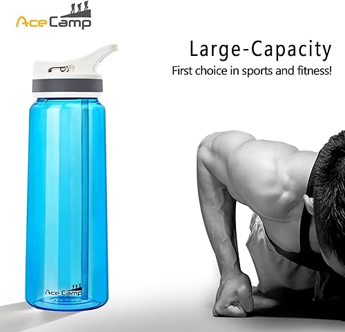 Miniatura 8 de AceCamp Botella de agua con pajita de 28 onzas para adultos, plástico Tritan sin BPA, botella deportiva de gran capacidad con asa a prueba de fugas,