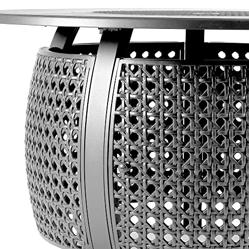 Image of Oakland Living Round 44 in. x 44 in. Aluminum Propane Fire Pit Table with Glass Beads, Two Covers, Lid, 57,000 BTUs in Grey Finish