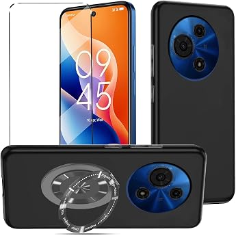 3-in-1 Case + Tempered Glass + Phone Holder Compatible with TCL 60 Nxtpaper Film Silicone Shockproof Protective Film Protective Glass Mobile Phone Case   Black