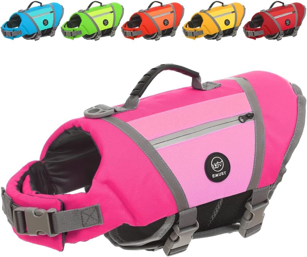 EMUST Dog Life Vests for Boating Water-Resistant Dog Swimming Vest with Rescue Handle