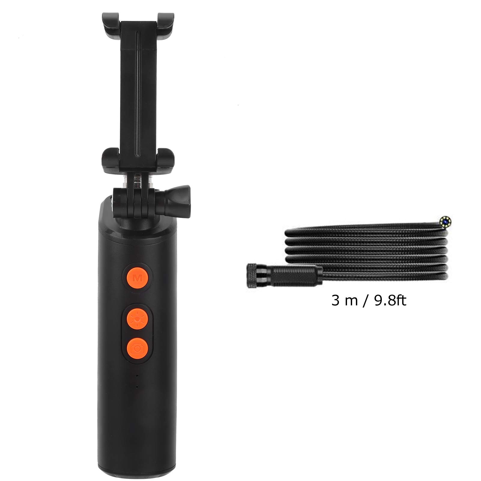 Hyuduo Periscopio da Ispezione Endoscopio WiFi Doppia Lente 1080P 2MP Fotocamera da 8 Mm IP68 Impermeabile 9 LED 5 M 16,4 Piedi Batteria Al Litio Integrata per Meccanica di Ispezione di Condutture