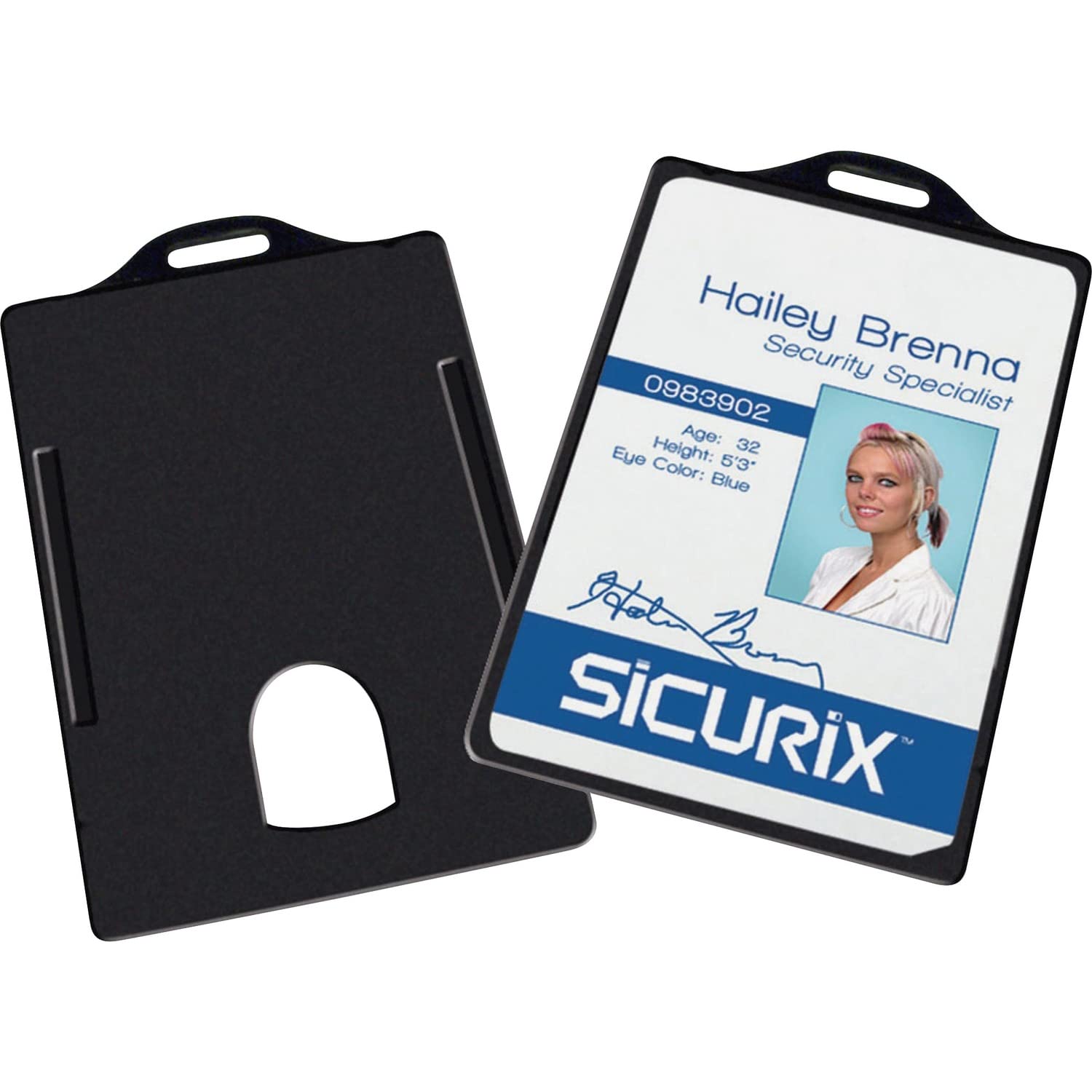 Baumgartens Sicurix Badge/Card Holder, 4 x 2 9/10, Black, 25/Pack by Baumgarten's