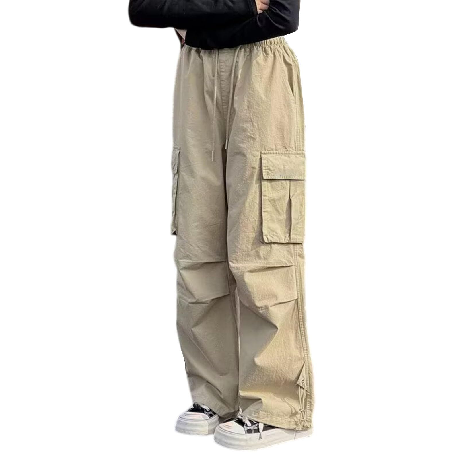 Pantalon cargo pour filles coupe ample avec taille réglable anti-compression - 5
