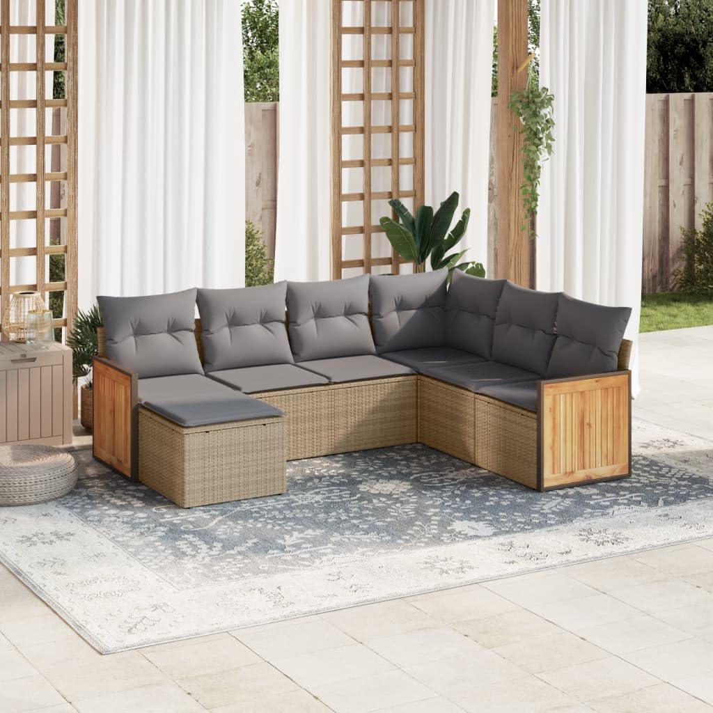 Poli rattan odporny na warunki atmosferyczne na taras patio beżowy 7