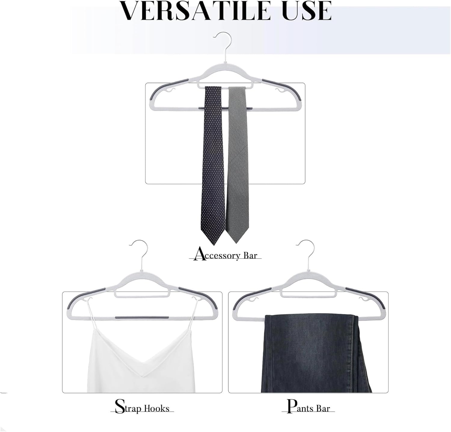 Non-Slip 15Pcs Closet Organizer Hangers for Clothes Multifunction Trouser Skirt Clips Rack for Coats, Jackets,Suits