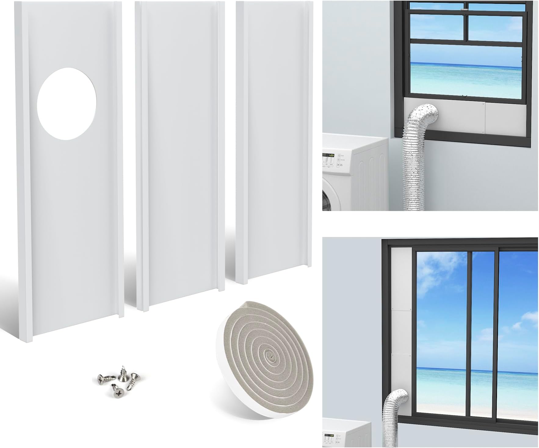 Upgraded Dryer Vent Window Kit for 4” Diameter Dryer Vent