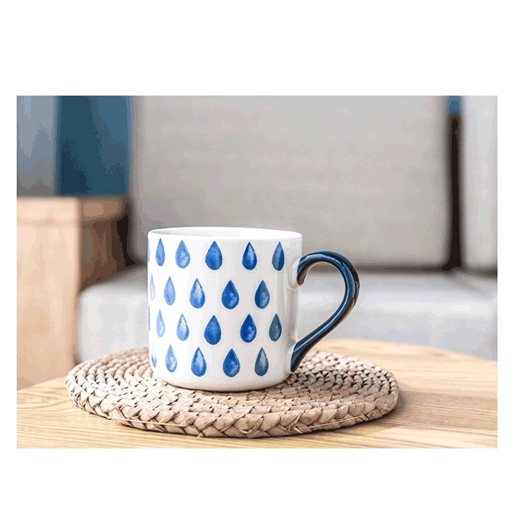 Generic Tazas de Café Tazas de Café de Cerámica Azul con Mango, Tazas de Café Frías Y Calientes Tazas de Café Creativas - 400Ml/Azul D