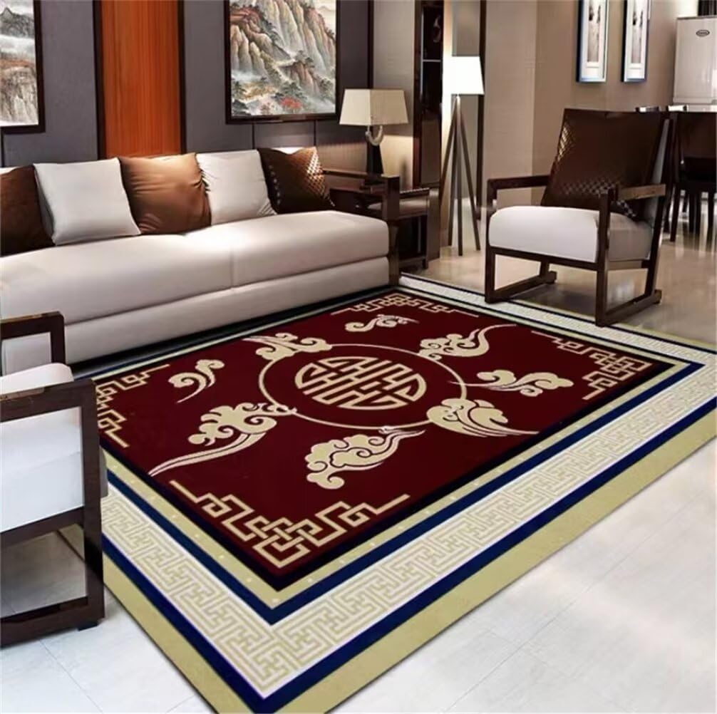 Tapis doux chambre 80x150cm oriental rouge lavable et confortable