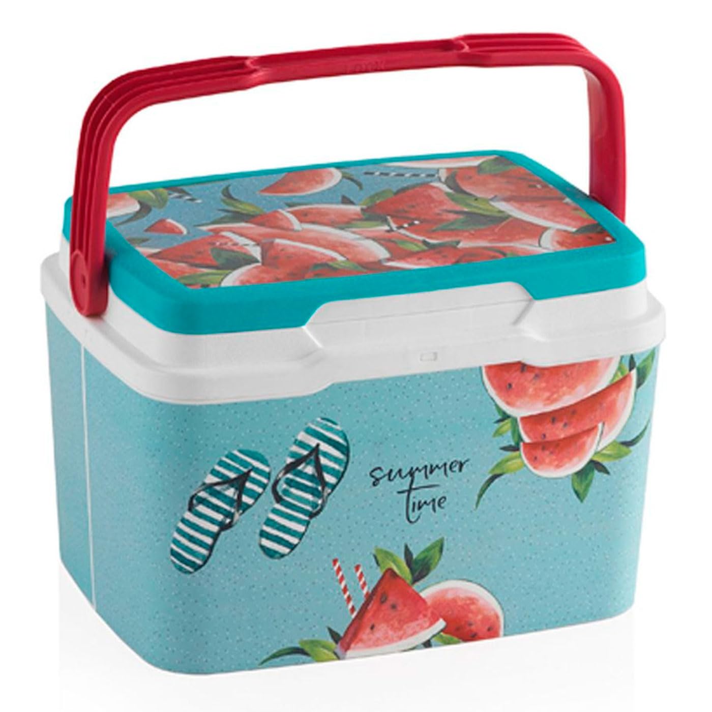Tradineur - Nevera rígida portátil con asa, Polipropileno, Porta Alimentos y Bebidas para Playa, Acampada, Picnic, Ligera y Resistente (Azul y Blanco)…
