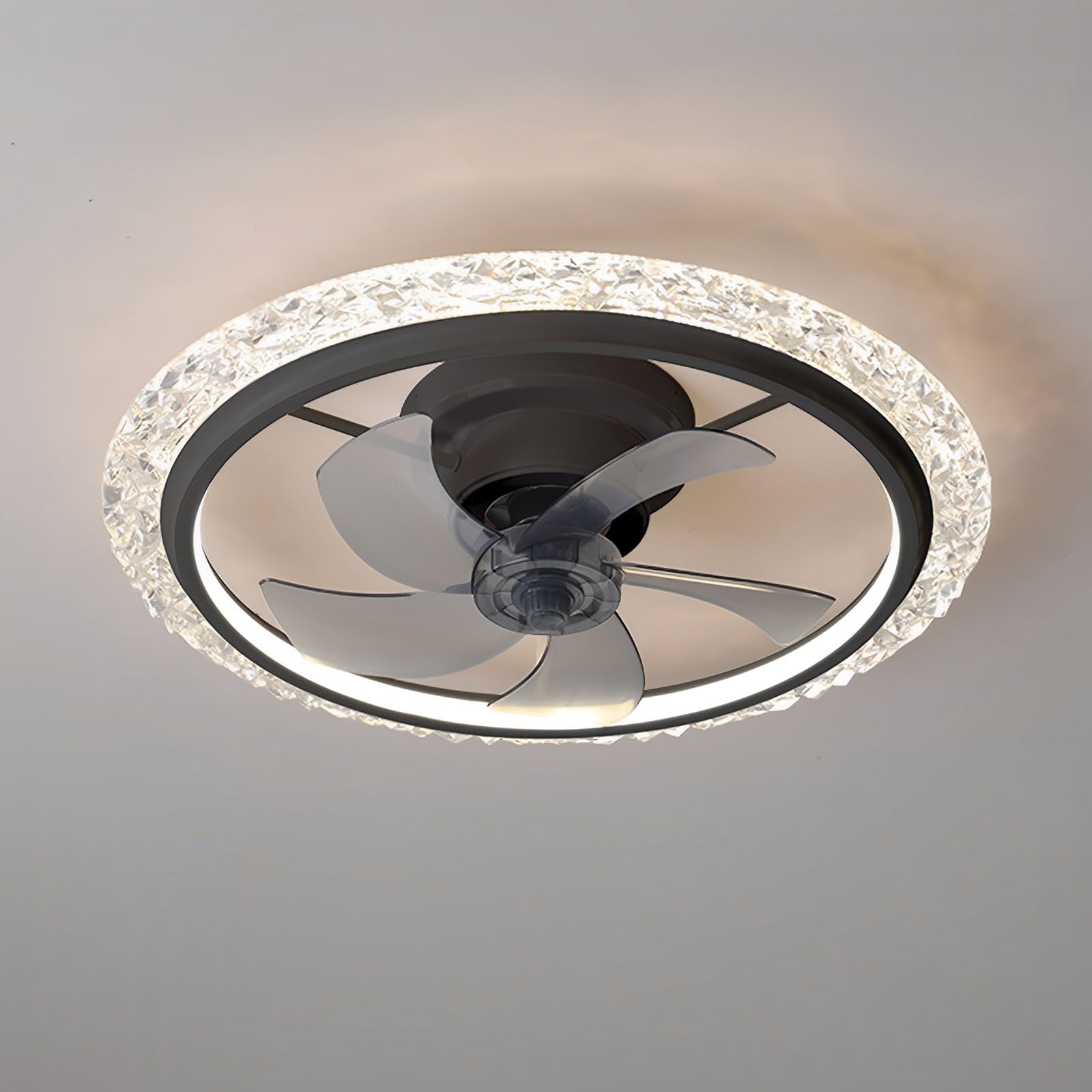 KXEcoLife Remote 6 Speed Ceiling Fan with Light Dimmable Indoor Lights Lighting Bedroom Kids Room Dining Mute Flush Mount