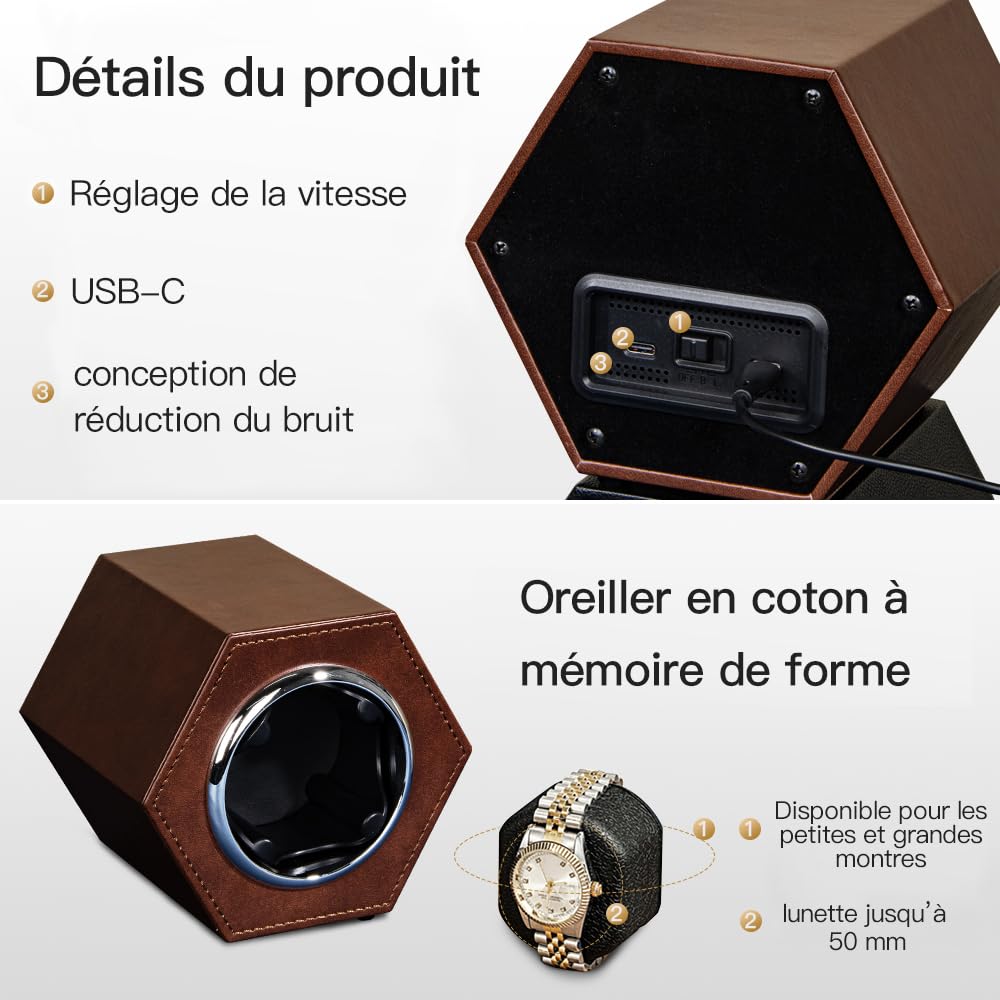 Caja giratoria automática para relojes, con motor Mabuchi extremadamente silencioso, almacenamiento y carga de relojes automáticos, ofrece 2 modos de funcionamiento