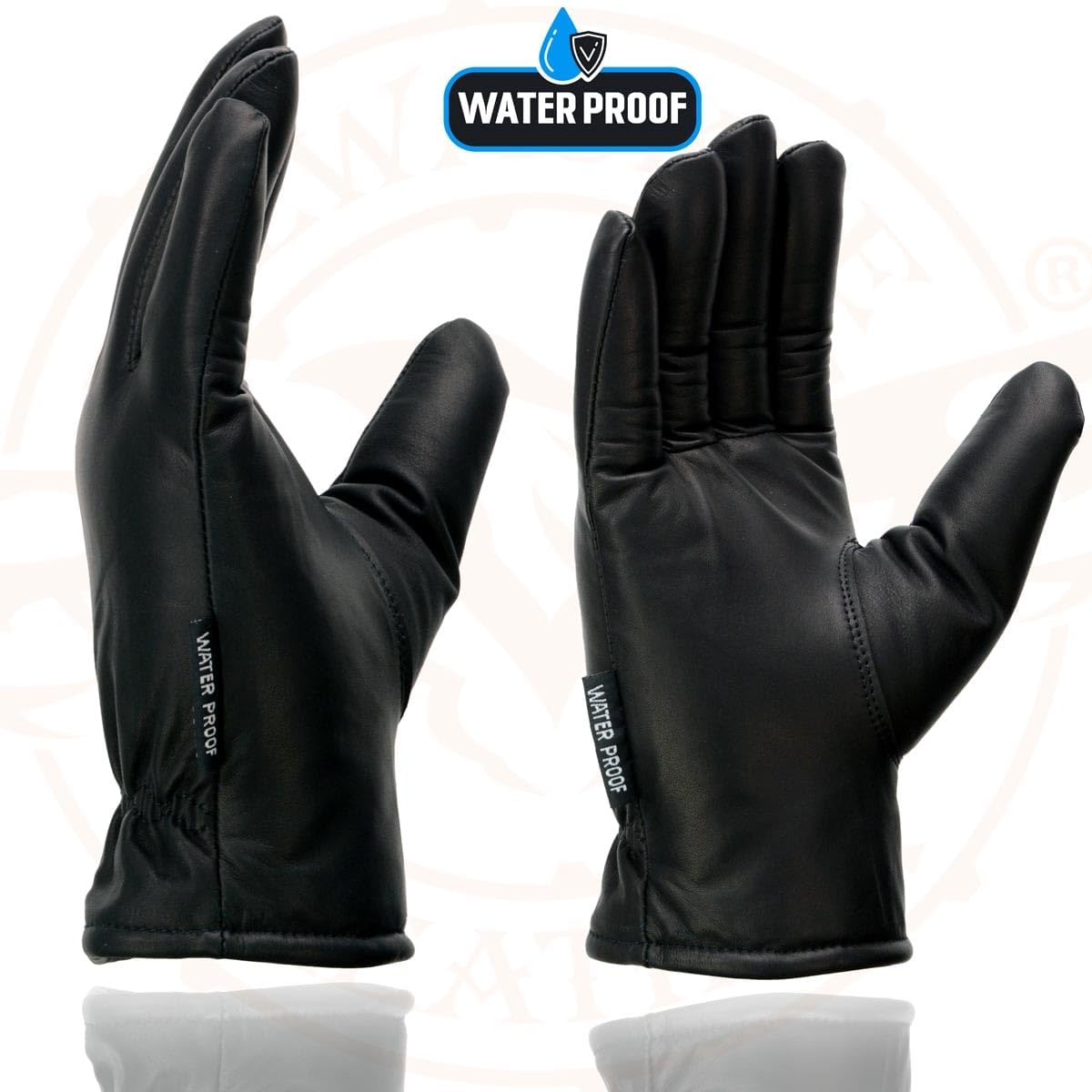 Milwaukee Leather MG7523 Men's Black Leather Waterproof Cruiser Motorcycle Hand Gloves - Image 4