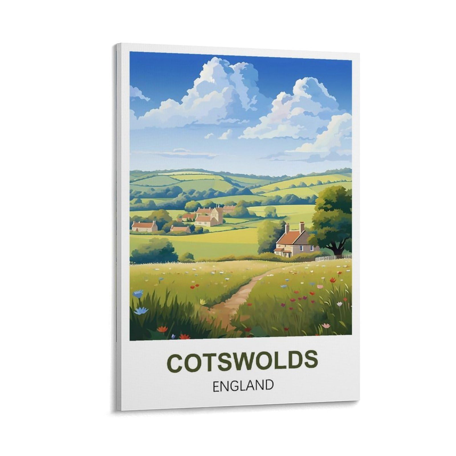 ZZHHEGN Cotswolds England Vintage Travel Poster 12x18inch(30x45cm) Canvas Art And Wall Art Picture Print