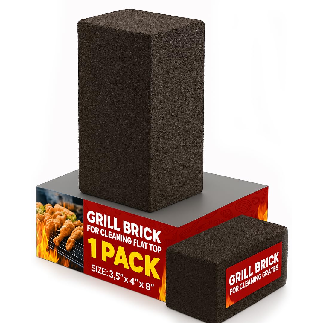 Heavy Duty Restaurant-Grade Grill Bricks for Cleaning Flat Top Grills | Durable, Reusable, and Chemical-Free Pumice Stone Cleaner for Griddles and BBQ Grates - Multiple Packs Available (1 Pack)