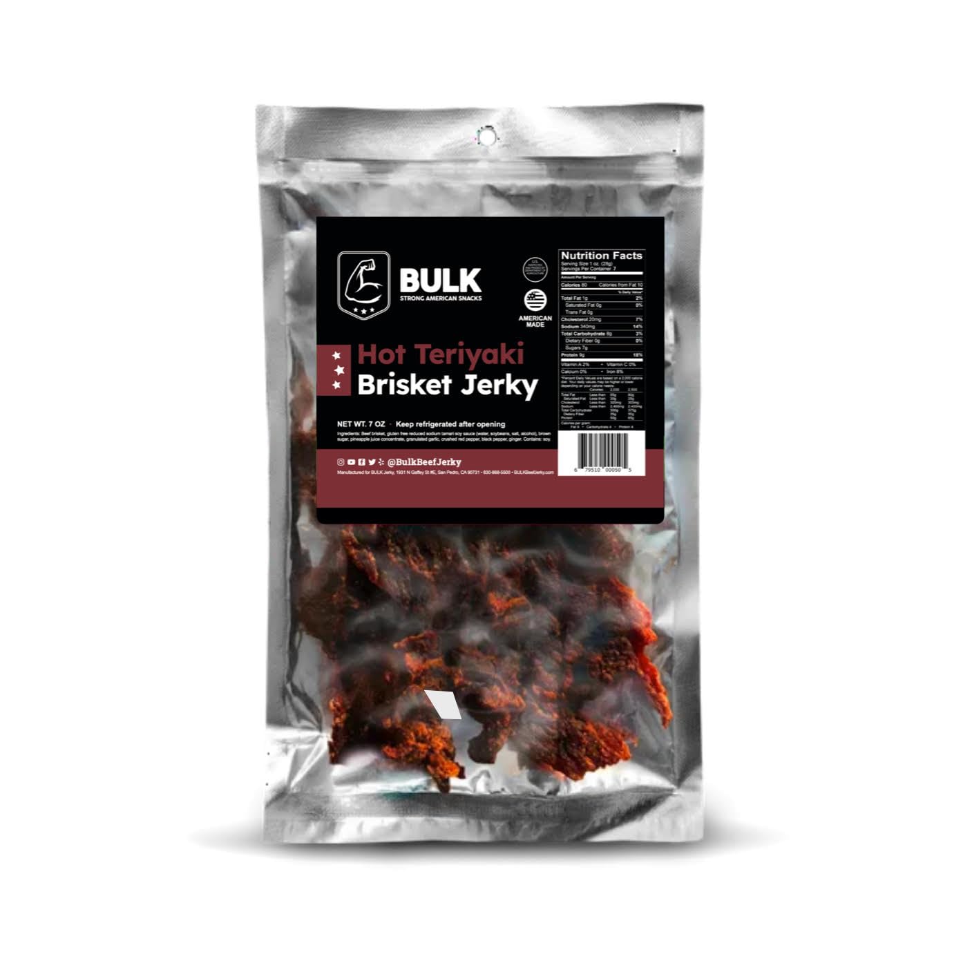 Bulk Brisket Jerky - Soft and Tender - All Natural -Gluten Free- Hot Teriyaki