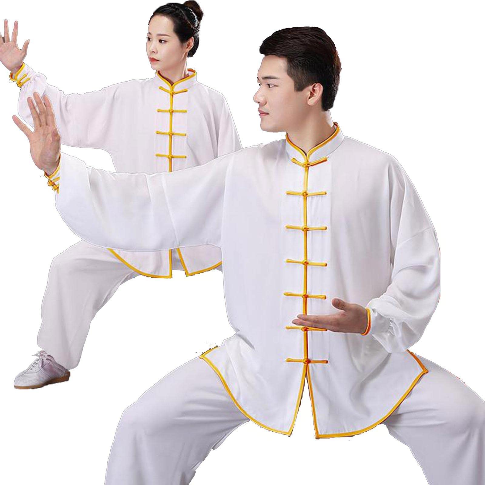 Cinese Kung Fu Vestiti Tai Chi Wing Chun Abbigliamento Arti Marziali Uniformi Taekwondo Formazione Panni Per Uomini Donne, Bianco 2-XXXL