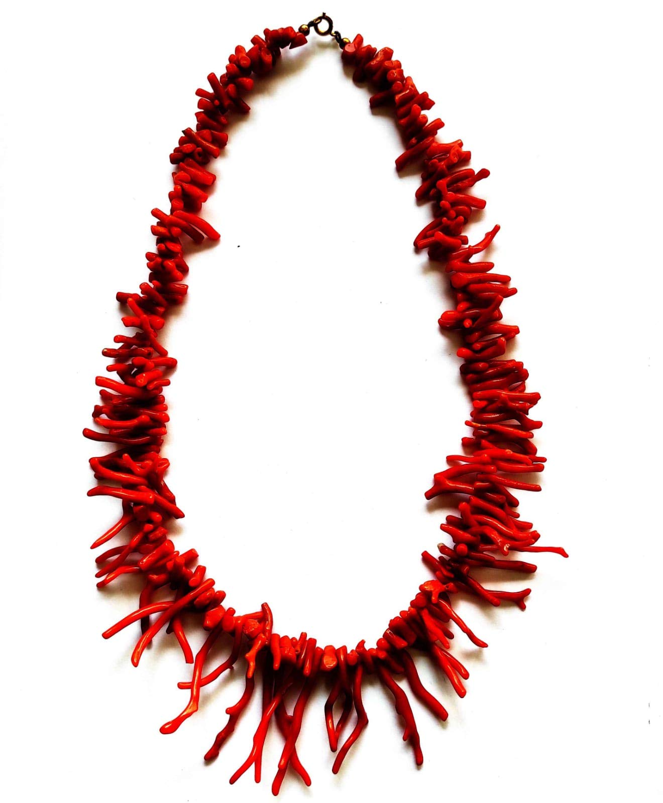 Collana frangia di corallo rosso naturale del Mar Mediterraneo